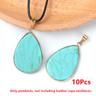 10Pcs 36X26x3mm Copper Wrapping Blue Turquoise Teardrop Pendant Bead Ht1708