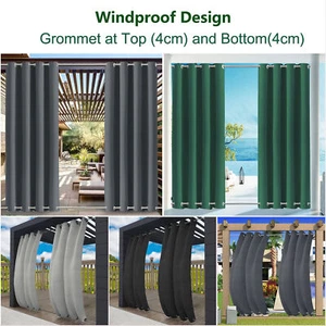 Windproof Curtains Thermal Insulated Waterproof Blackout Grommet at Top + Bottom - Picture 1 of 24