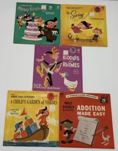 5 Disney 45rpm Schallplatten LG715 720 726 727 779 Geburtstag Schaukel Rätsel Verse Mathe - Bild 1 von 13