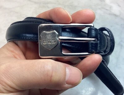 Cinturón fino vintage para mujer Ralph Lauren de cuero negro tono plata talla S” Foto 1 de 4