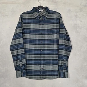 Travis Mathew Shirt Mens Medium Blue Gray Plaid Flannel Lightweight - Picture 1 of 12