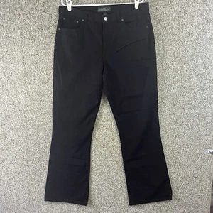 Pantalones de mezclilla Lauren Ralph Lauren para mujer 14 negros mamá cintura alta solapa bolsillos corte bota - Imagen 1 de 9