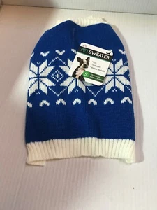 Pet Sweater - Small Fits most Between 12-19lbs - Blue/White (T-BLK-27) - Picture 1 of 5