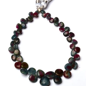 Natural Ruby Zoisite Gemstone 5 to 8 mm Size Smooth Heart Shape Beads 7" Strand - Picture 1 of 6