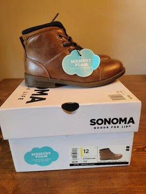 NUEVO Niños Sonoma Zapatos de Vestir Botas con Cordones Talla 12 Marrón Azul Marino Foto 1 de 4