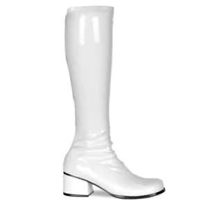 Bota de rodilla Pleaser USA Retro-300 Gogo charol blanco EN STOCK - Imagen 1 de 1