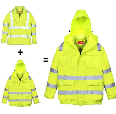 Pilotenjacke 3 IN 1 Warnschutzjacke Winterjacke Warnjacke Softshelljacke S-XXXXL - Bild 1 von 4