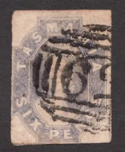 1863 Tasmania, Australia Sc# 14 - Six Pence, QV, Gray Violet. Used Cv$95 - Picture 1 of 1