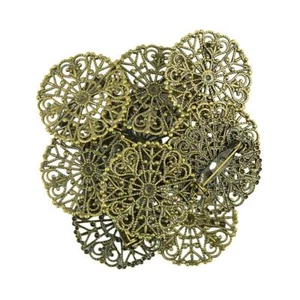 10pcs Filigree Flower Blank Brooch Settings Lapel Pin Pins - Picture 1 of 7