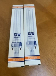2 Sylvania Light Bulbs OSRAM DULUX S 13W = 60W F13TT/27K BASE 2700K - Picture 1 of 3