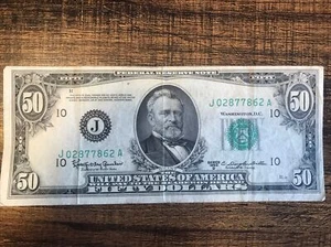 1950 D $50 Fifty Dollar Federal Reserve Green Seal Cleveland Note - Picture 1 of 7