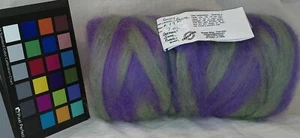 Romney purple green roving for spinning weaving felting fiber arts crochet knit - Picture 1 of 4