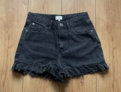 *REDUCED* River Island Women's Jeans Shorts  Black Distressed Size 8 - Image 1 of 3