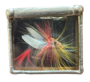 Vintage Hand Tied Fly Fishing Pin Artisan Made in Montana 1990s 1.5" x 1.5" USA - Picture 1 of 5