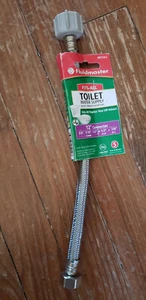 D0102 B4T12U-2 FLUID MASTER, 12" BRAIDED STAINLESS STEEL TOILET WATER SUPPLY - Picture 1 of 2