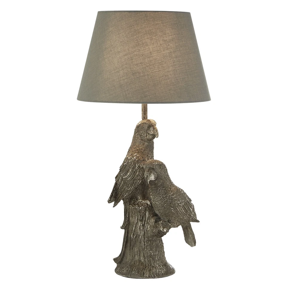 Lampada Da Scrivania Parrot Legno Argento Policarbonato Grigio 1 Luce E27 - Immagine 1 di 1