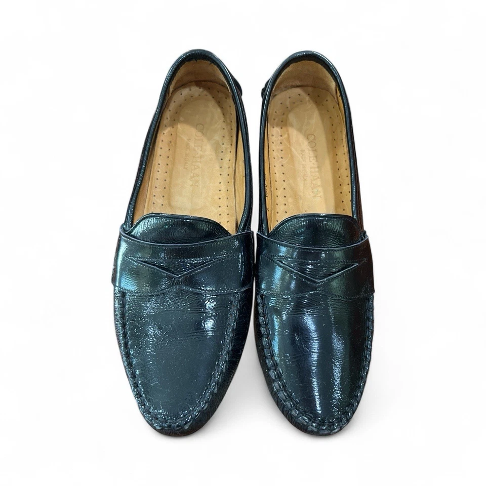 Mocasines de conducción de cuero negro para mujer COLE HAAN zapatos italianos talla: 8M Foto 1 de 4