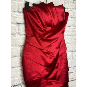 Jessica McClintock Vintage Crimson Red Strapless Mini Dress STUNNING Size 2 - Picture 1 of 4