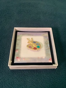 Spilla tavolozza pittura vintage artista Monet con smalti e placca oro 24 carati NUOVA - Foto 1 di 4