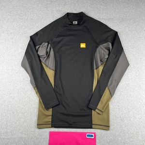Quicksilver Rashguard Shirt Large Black Green Gray Mock Neck Long Sleeve - Picture 1 of 9