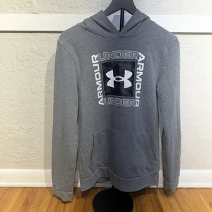 Under Armour Youth XL Hoodie Sweatshirt Gray/black Camo White Logo - Picture 1 of 6