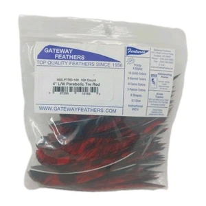 100 Pack Gateway Feathers 4" Left Wing: Parabolic Camo Tre Red 400LPTRD-100 - Picture 1 of 4