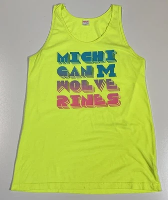 Майка Michigan Wolverines Neon American Apparel размер L Indie Sleaze Y2K - Изображение 1 из 4