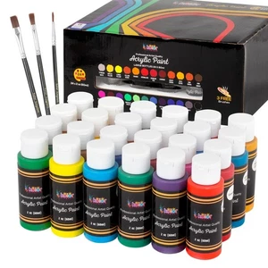 Acrylic Paint Set - 24 Vibrant Colors with 3 Brushes (60ML) - Picture 1 of 5
