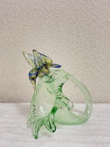 Hummingbird & Rose Hand Blown Art Glass Figurine Sculpture - Picture 1 of 7