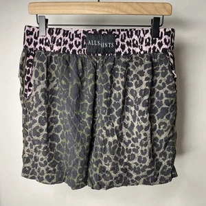 Allsaints Women's Large Esma Leppo PJ Lounge Bottoms Green Leopard Print Viscose - Picture 1 of 6