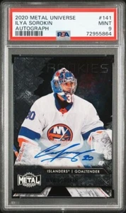 Autografo 2020 Metal Universe Ilya Sorokin Rookie /199 #141 PSA MINT 9 - Foto 1 di 2