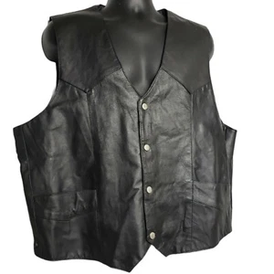 Leather Works Unisex Black Motorcycle Riding Black Vest Snap Biking XL-XXL - Picture 1 of 8