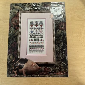 Just Nan Plant Kindness Counted Cross Stitch Pattern With Pig Charm (JN105) - Picture 1 of 5