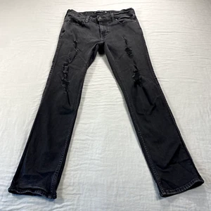 Hollister Jeans Mens 30x30 Black Slim Straight Advanced Stretch Distressed ^ - Picture 1 of 13