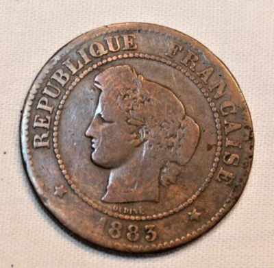 Coin, France, 5 Centimes, 1883, Paris, Bronze - Image 1 of 4