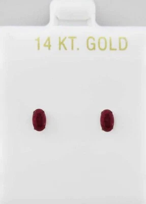 GENUINE 0.42 Cts RUBY STUD EARRINGS 14K WHITE GOLD -  NWT - Screw Backs - Image 1 of 4