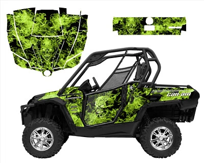 Can-Am Commander 2010-2020 graphics decal wrap kit 24 mil Fiery Skull 9500 Blue - Image 1 of 4
