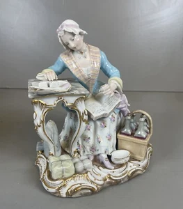 Antigua estatuilla de porcelana Meissen The Merchant's Wife - Johann Joachim Kaler - Imagen 1 de 14
