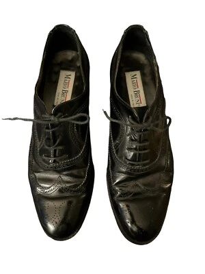 Mario Bruni Black Lace Wingtip Shoe Mens Size 10M Made In Italy EUC - Image 1 of 4