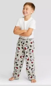 Disney Mickey Mouse Santa Hat Christmas PJ Pajama Pants Size 4-5-8 Soft Fleece - Picture 1 of 10