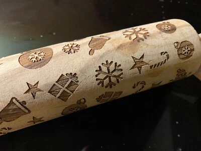 Nudelholz, Teigrolle, mit Muster, Winter, NEU - Bild 1 von 3