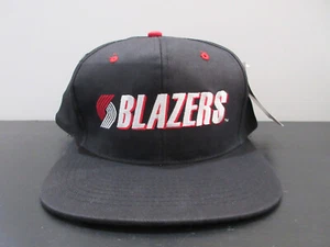 VINTAGE Portland Trail Blazers Hat Cap Snap Back Black Red NBA Basketball Mens - Picture 1 of 8