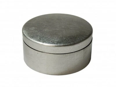 Lattina Rotondo Con Coperchio Foglia Argento - Immagine 1 di 2