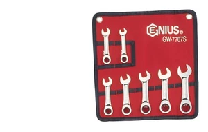 Genius Tools 7 Piece SAE Stubby Combination Ratcheting Wrench Set - GW-7707S - Picture 1 of 1