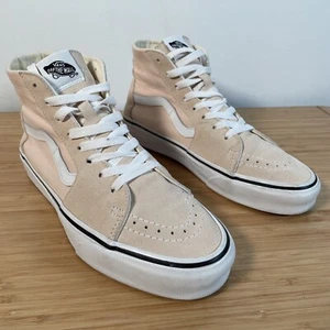 Vans SK8 Hi Trainers Size 7 Pink Beige Suede Canvas - Picture 1 of 10