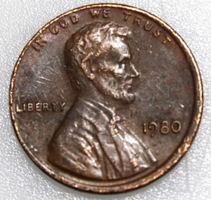 1980 Lincoln Memorial Penny Errors No Mint Mark, DDOn Struck Off Center 3.05g - Picture 1 of 2
