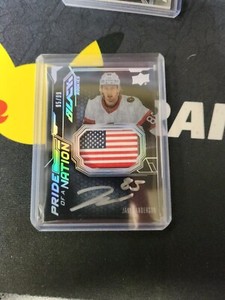 2022-23 Upper Deck SPX Pride Of A Nation Jake Sanderson /99 Rookie Patch Auto