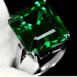 1,7ct Verlobungsring strahlend smaragd simuliert diamant versilbert Größe 8 - Bild 1 von 4