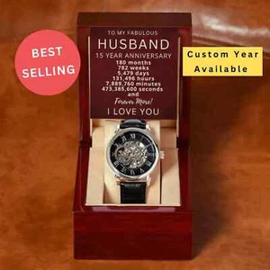 15th Wedding Anniversary Gift for Husband, Crystal 15 Year Anniversary Gift Man - Picture 1 of 9