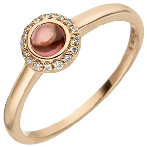 JOBO Damen Ring 585 Gold Rotgold 1 Turmalin Cabochon 16 Diamanten Brillanten 0,0 - Bild 1 von 1